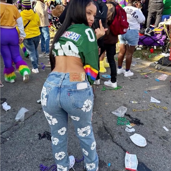 Rare Denim tears Levi's Men's Relaxed Jeans - Black and Gray unisex - Picture 16 of 16